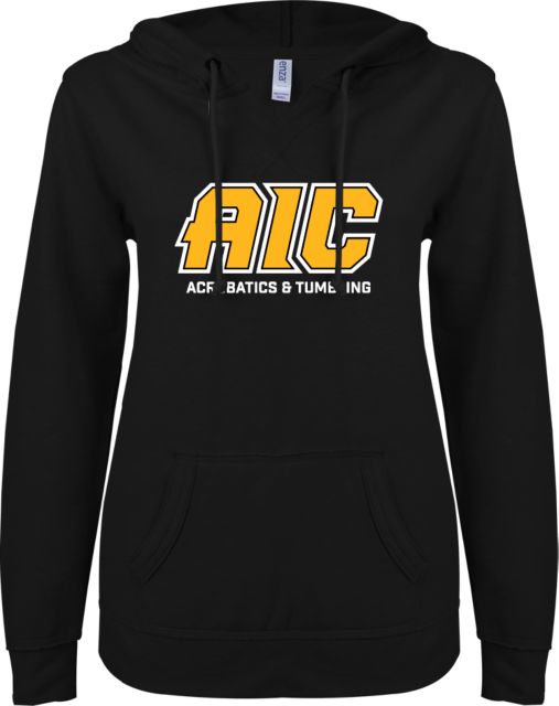 American International ENZA Womens V Notch Raw Edge Fleece Hoodie AIC Acrobatics and Tumbling - ONLINE ONLY